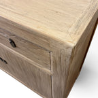 Quinn Sideboard in natural elm showing timber grain and top corner detail