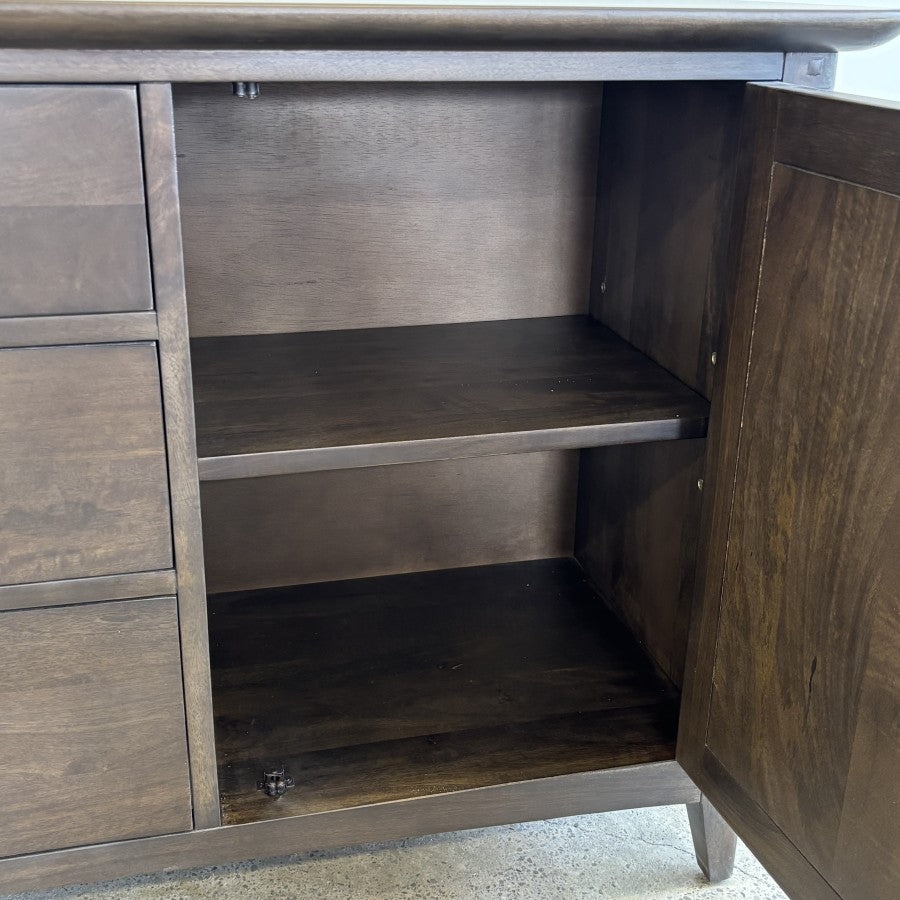 Rocco Sideboard with door open showing spacious shelved storage inside