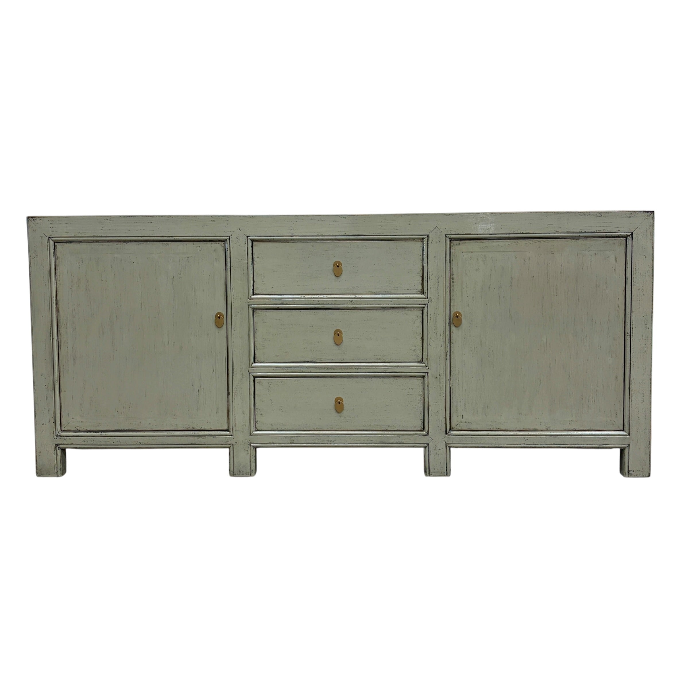 Rosa Sideboard Sage Grey front view with three drawers and two cupboard doors