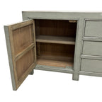 Rosa Sideboard Sage Grey with cupboard open showing generous internal shelf storage