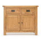 Salisbury Buffet 2 Door front view with two drawers, panelled cupboard doors and natural oak finish