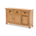 Salisbury Buffet 3 Door in natural oak with three drawers, panelled cupboard doors and antique-style hardware