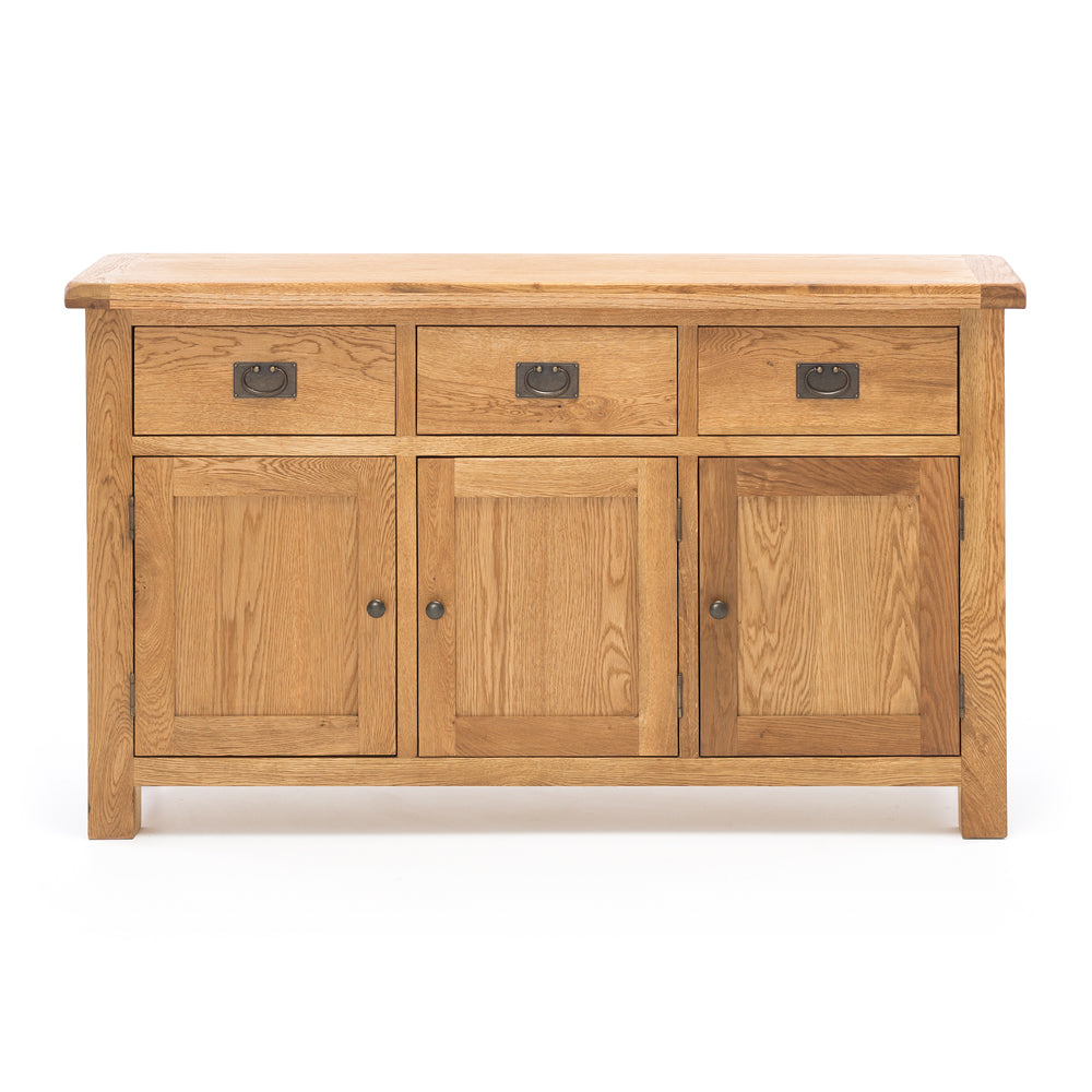 _front
Salisbury Buffet 3 Door front view with three drawers, three panelled doors and natural oak finish