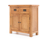Salisbury Sideboard Small in natural oak with two drawers, two panelled doors and antique-style metal hardware