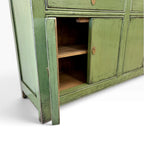 Sara Sideboard in Olive with cupboard door open showing internal shelving