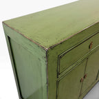 Sara Sideboard in Olive showing distressed top and corner detail