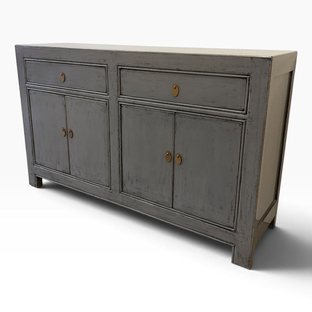 Sara Sideboard in Slate Grey with four doors, two drawers and brass handles