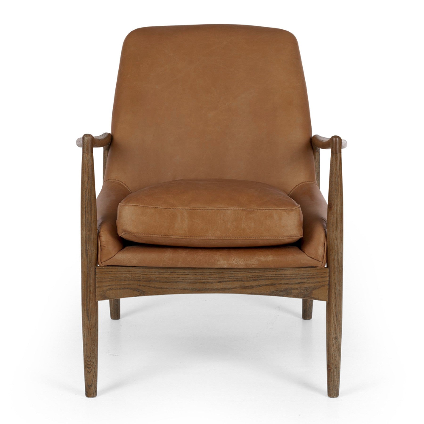 Steiner Occasional Chair in Cognac with a solid oak frame and top-grade aniline leather upholstery.
