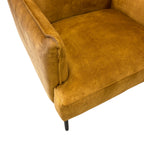 Sydney armchair in Gold fabric showing arm detail and cushion seat