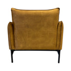 Rear view of the Sydney armchair in Gold, highlighting its curved back and quality upholstery.