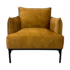 Sydney armchair in Gold fabric with a contemporary curved design.