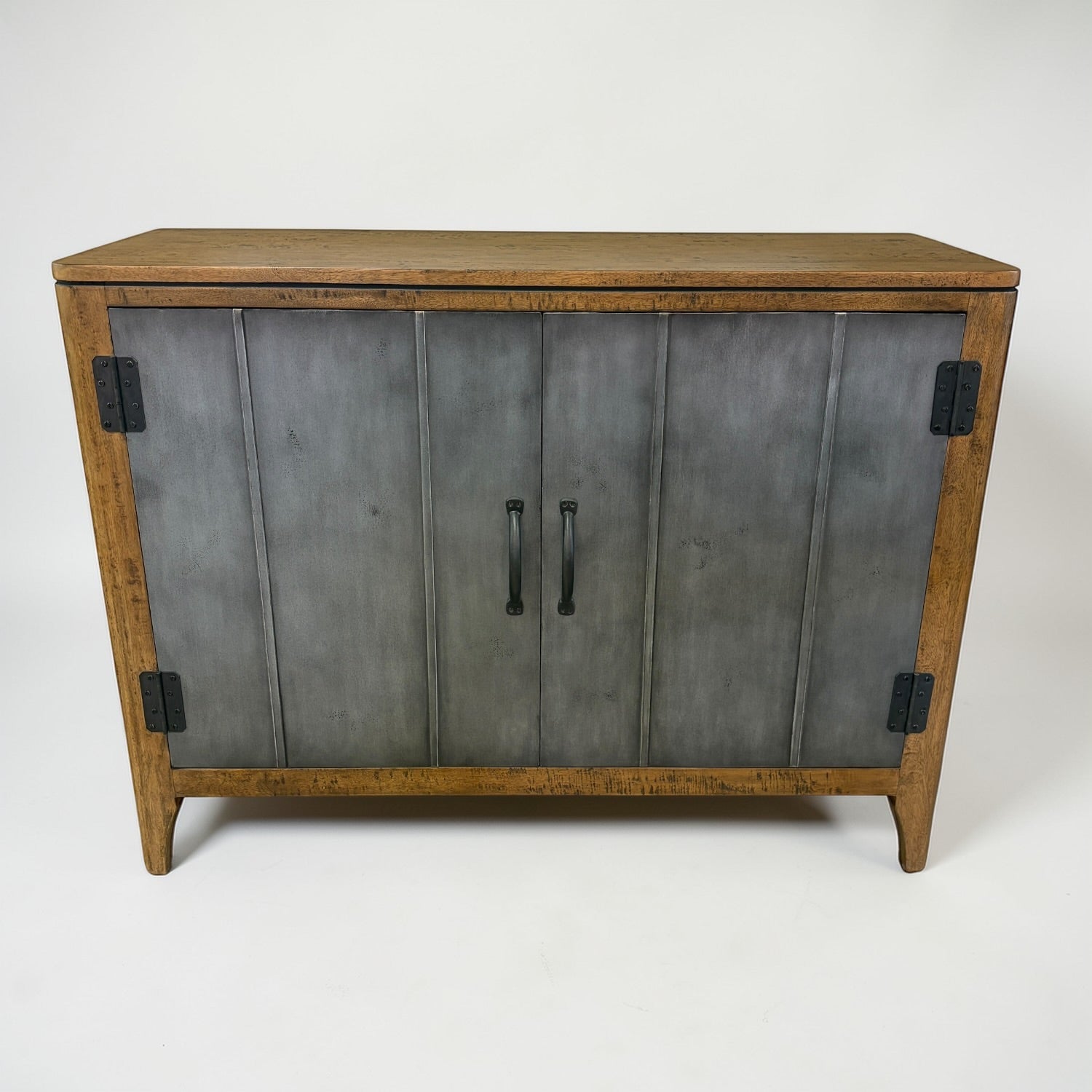 Overhead view of Tin Man 2 Door Sideboard with timber top and industrial metal doors