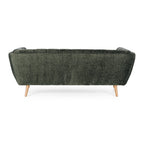 Rear view of the Towelie Sofa in Fern Green, showcasing its fully upholstered back and contemporary curved design.
