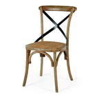 Villa dining chair in smoked oak with a woven seat angled view