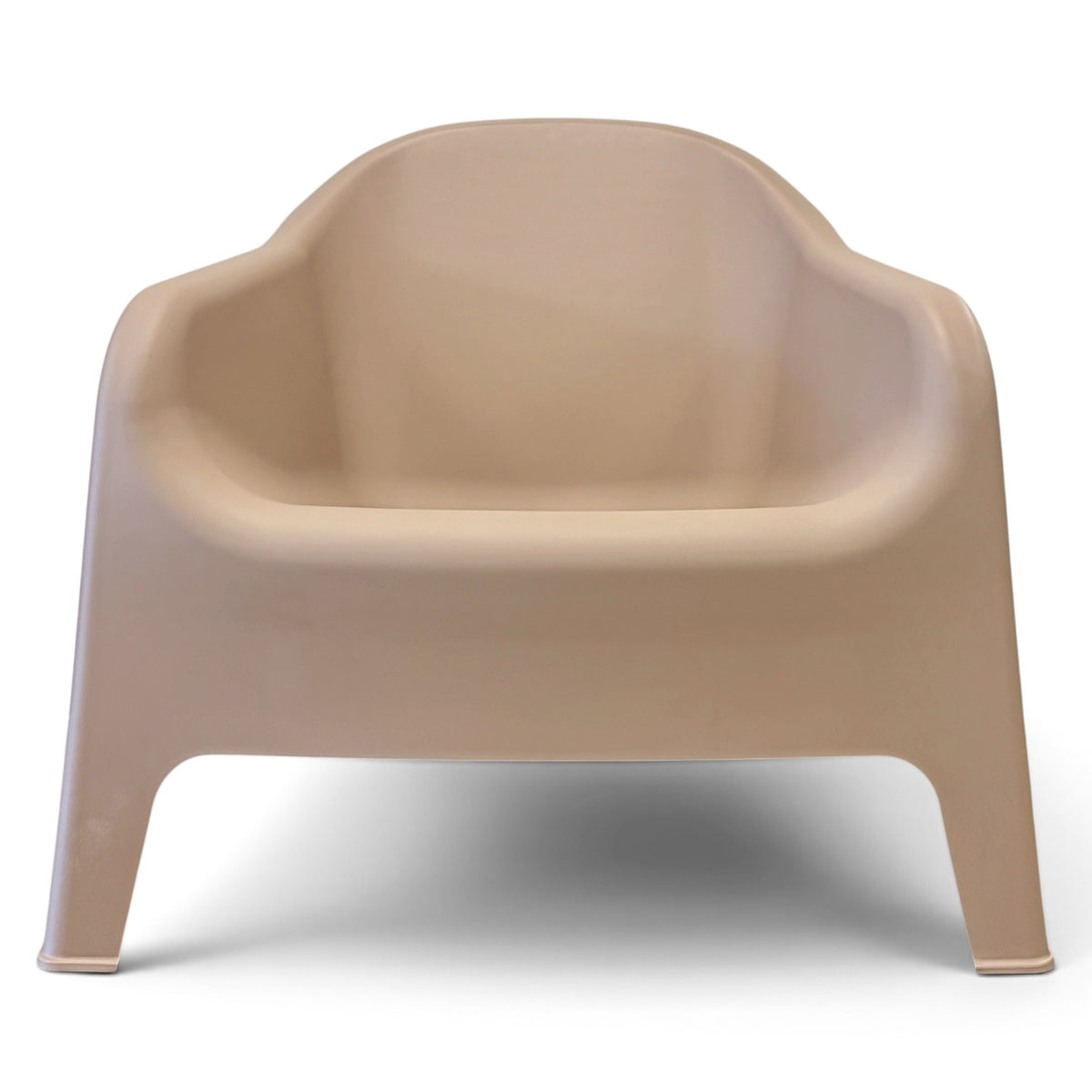 A molded plastic Wainui Chait in sand color, photographed from a front-facing perspective against a plain white background.