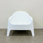 Front product view of Wainui Outdoor Chair in White in showroom