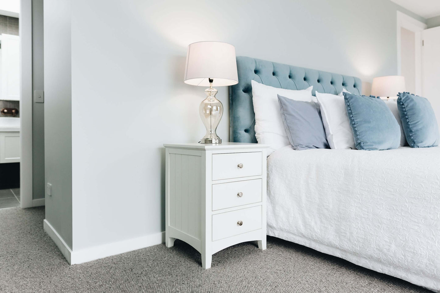 Jessica 3drw Bedside - White